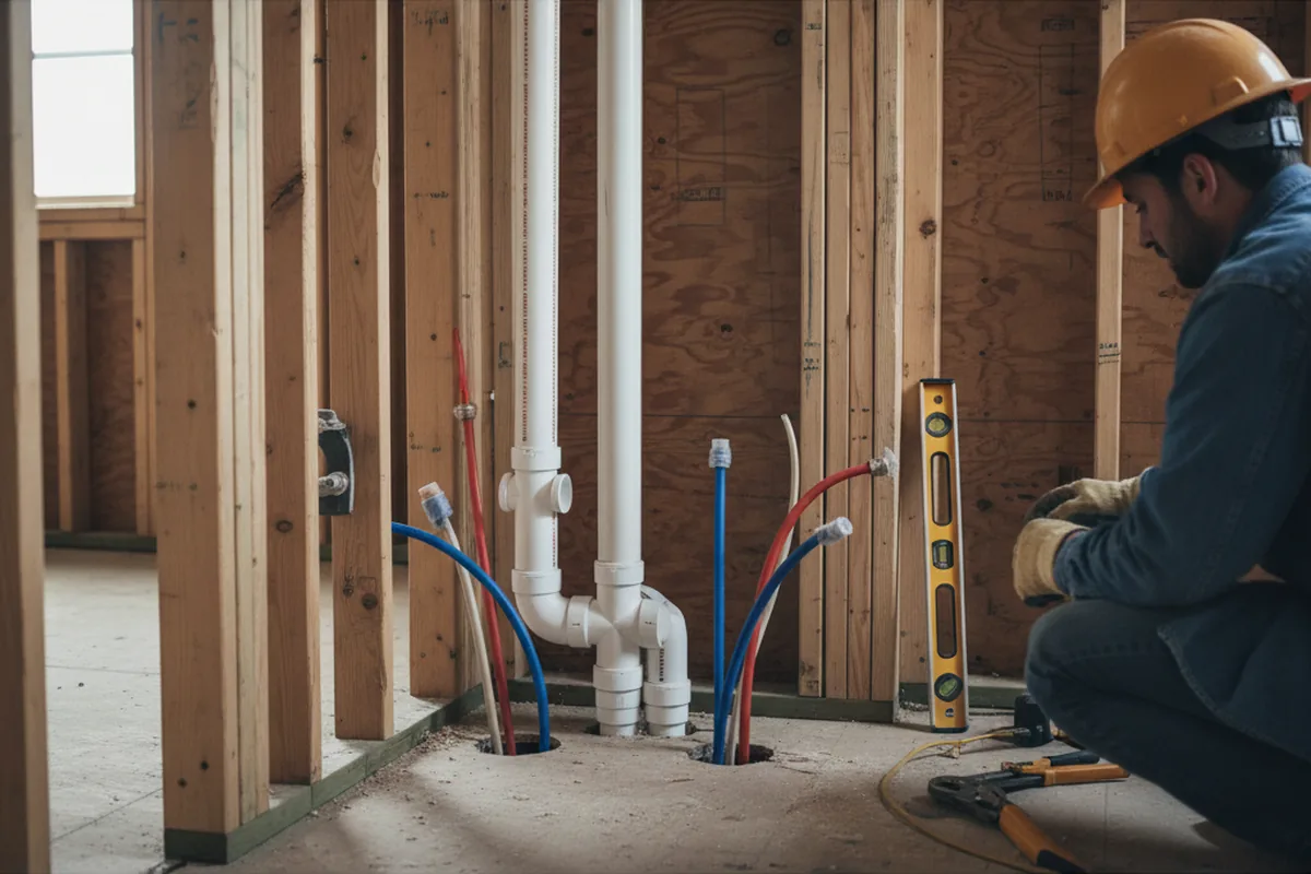 Drain and supply rough-in during Drain Cleaning in Veneta