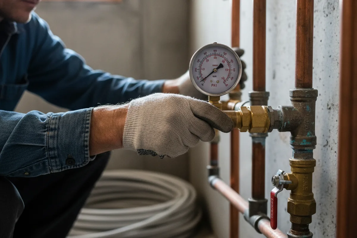 Pressure testing a repaired line during Water Line Repair in Veneta